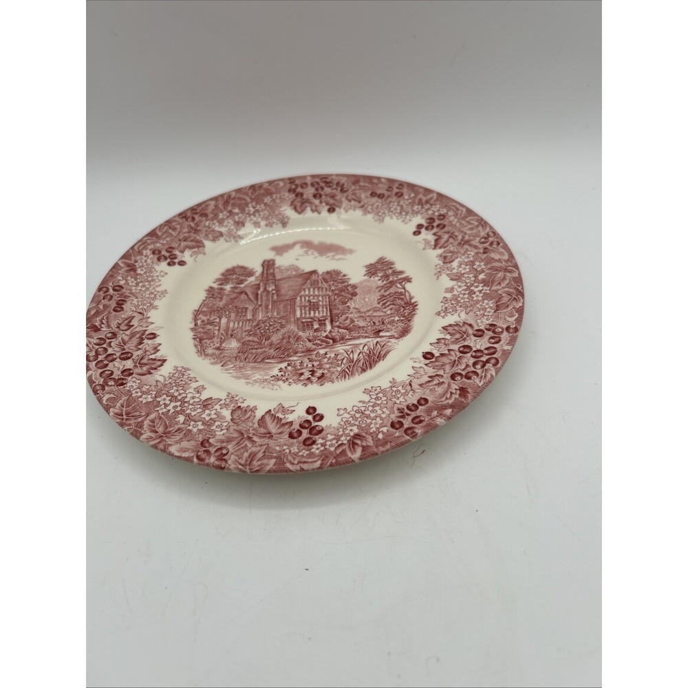 Wedgwood Huddington Court Plate 8" Pink Toile Queens Ware Romantic England Decor - Picture 4 of 6